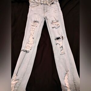 Stylish Light Blue Distressed Women's Jeans